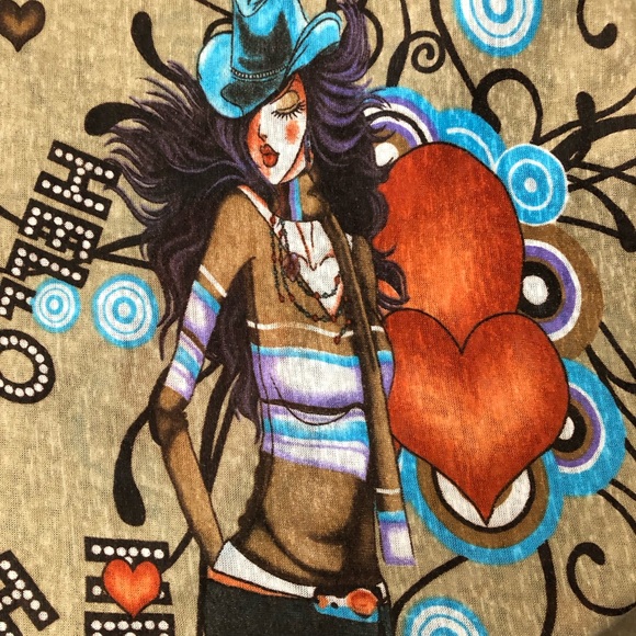 Y2k cowgirl hello graphic fashion western knit shirt Japan Size Medium - Picture 3 of 6